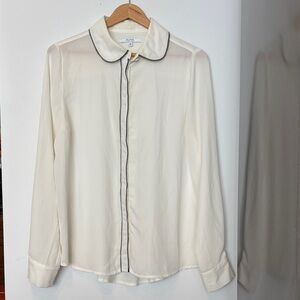 ALFRED SUNG Ivory Blouse with Black Trim